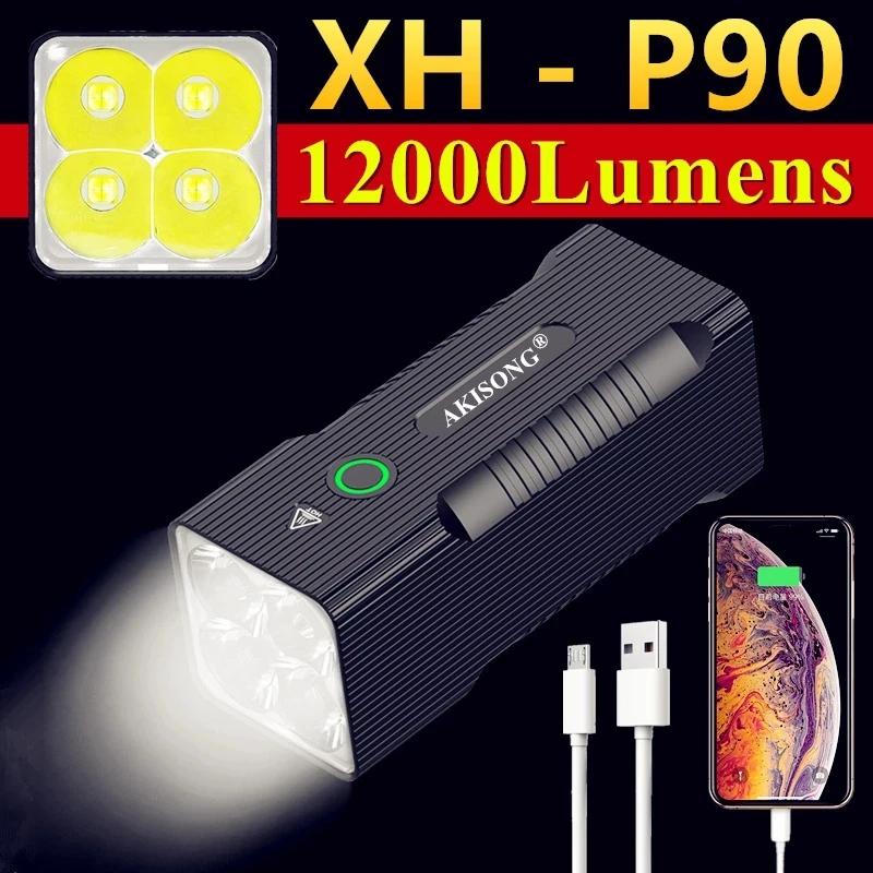 XHP90/P50  12000LM  LED ,   18650 USB  ߿ ķ   ġ
